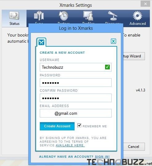 Create Account Xmarks