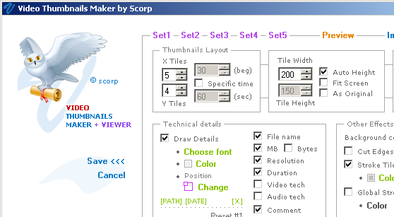 Make thumbnails of Movies with Video Thumbnails Maker