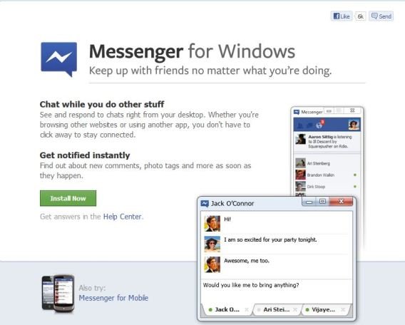 Facebook Messenger Download Page