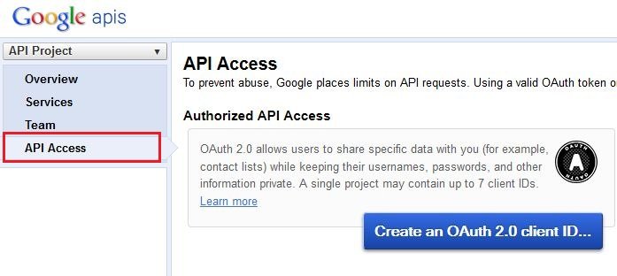 Create an OAuth Client ID