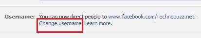 Facebook Page Change Username Option
