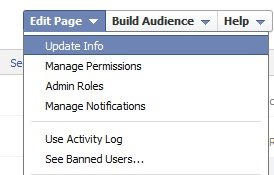 Facebook Page Edit Option
