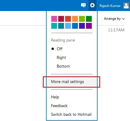 Outlook Mail Settings