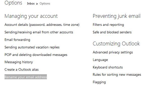 Rename your Email Address