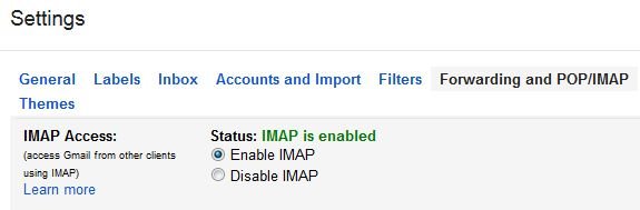 Enable Gmail IMAP Settings