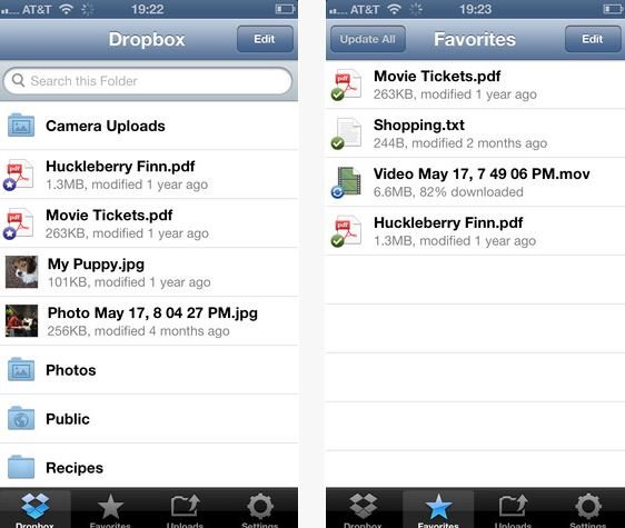 Dropbox iPhone iPad app