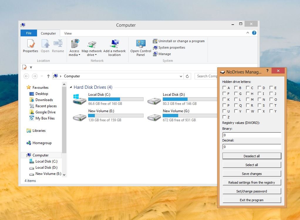 How to Hide Disk Drives in Windows 8 Computer