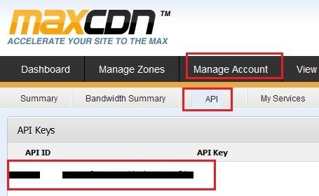MAXCDN API ID Key