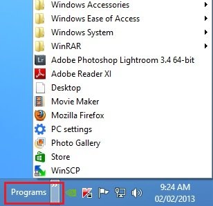 Programs Toolbar