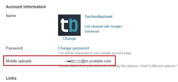 YouTube Mobile Email Address