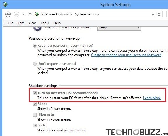 Turn on Fast Start Up Windows 8