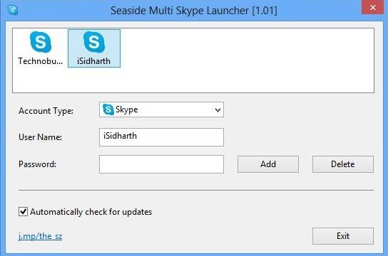 Add Skype Account Details