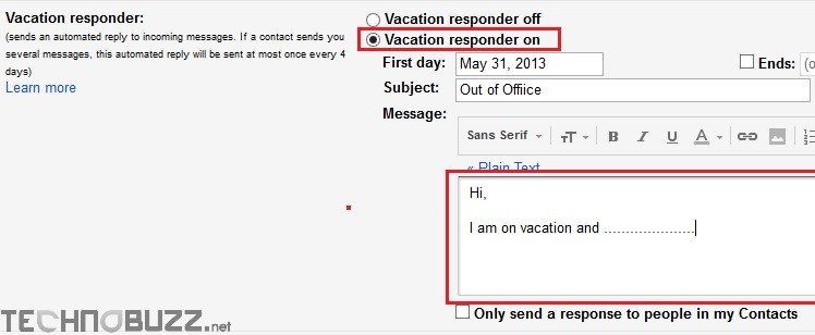 Gmail Vacation Responder