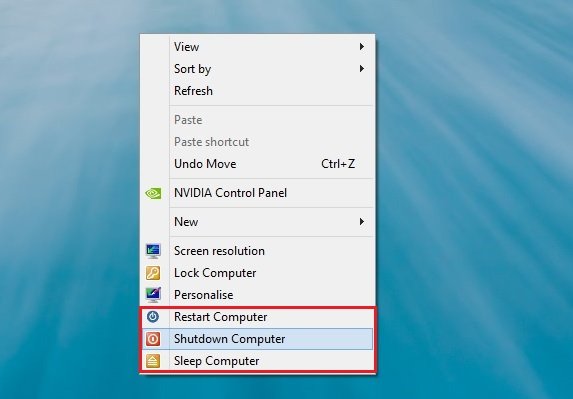 Shutdown Restart and Sleep Button