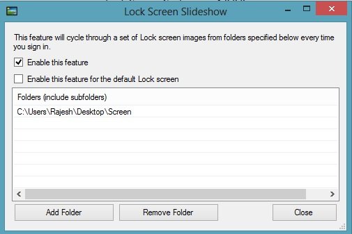 Windows 8 Lock Screen SlideShow