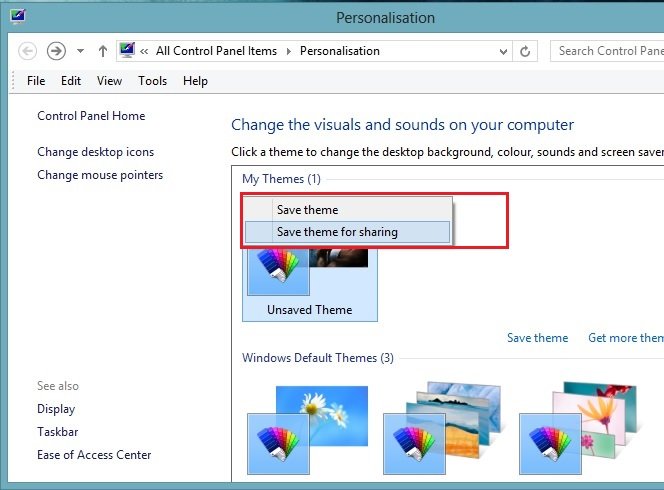 Save Windows 8 theme