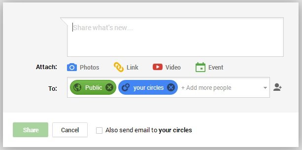 Google Plus Compose Message Box