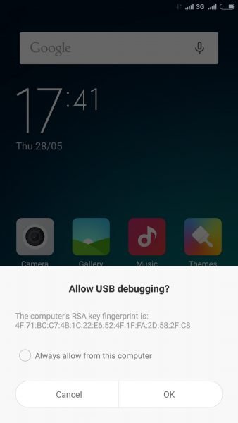 Mi4i USB debugging mode