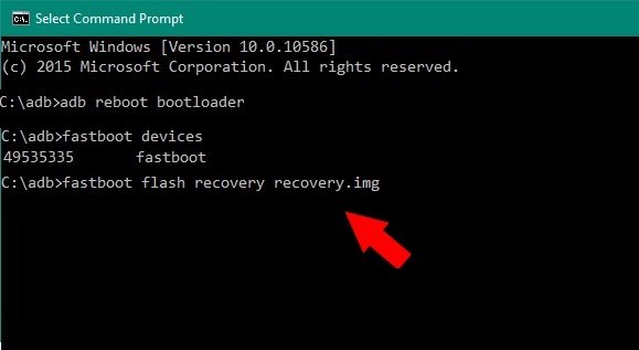 fastboot flash recovery recovery