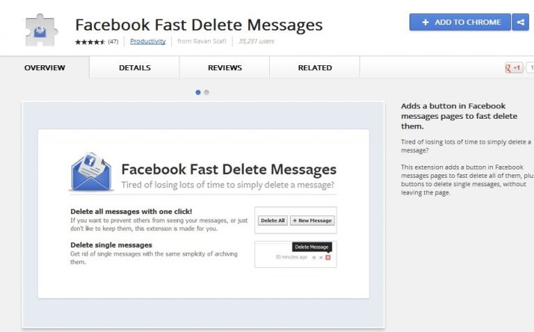 facebook fast delete messages extension app download