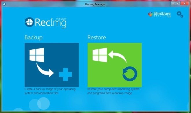 RecImg Manager Backup Restore Windows 8