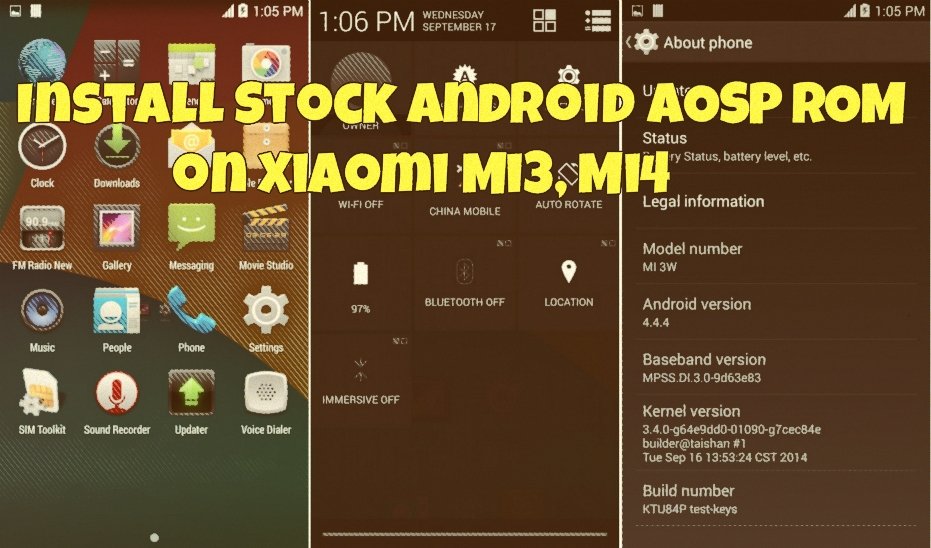 Install Stock Android AOSP ROM on Xiaomi Mi3, Mi4