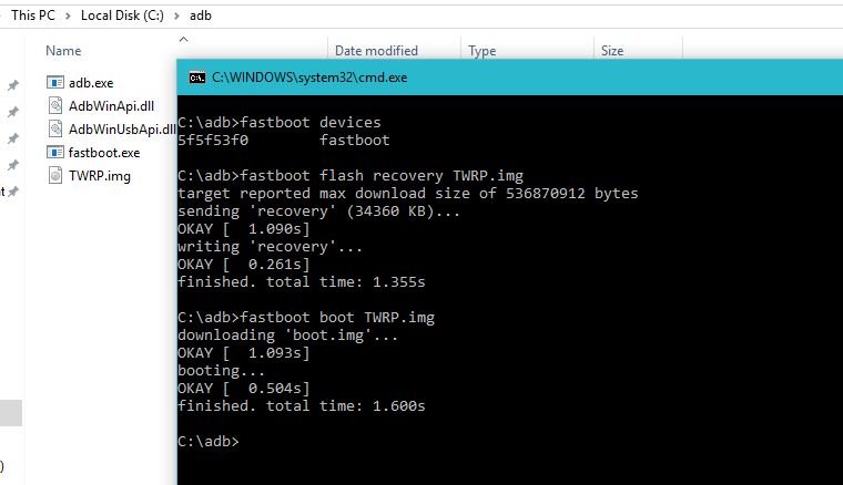 fastboot flash recovery twrp failed